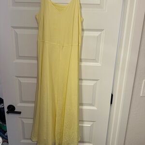 Satin Yellow Sleeveless Dress